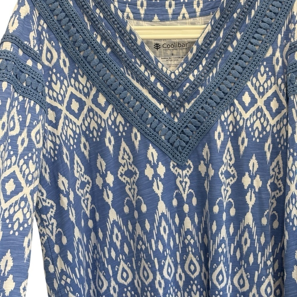 Coolibar French Blue Melrose Ikat Size Small Samoa Bay Cover-up - Picture 12 of 14